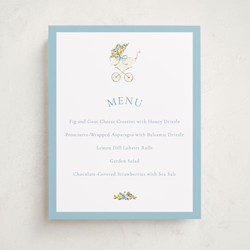 This is a sky baby shower decorations with standard by Sarah Knight called pram printing on doublethick in 11x14