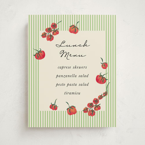 This is a lime baby shower decorations with standard by Jackie Crawford called petit pomodoro printing on doublethick in 11x14