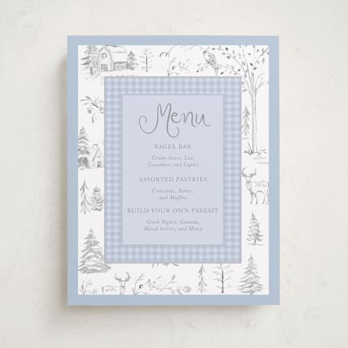 This is a lake baby shower decorations with standard by Teju Reval called winter toile printing on doublethick in 11x14