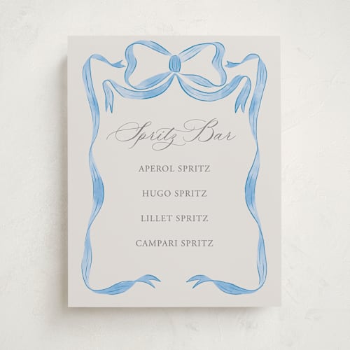 This is a baby blues baby shower decorations with standard by Lehan Veenker called vintage bow printing on doublethick in 11x14