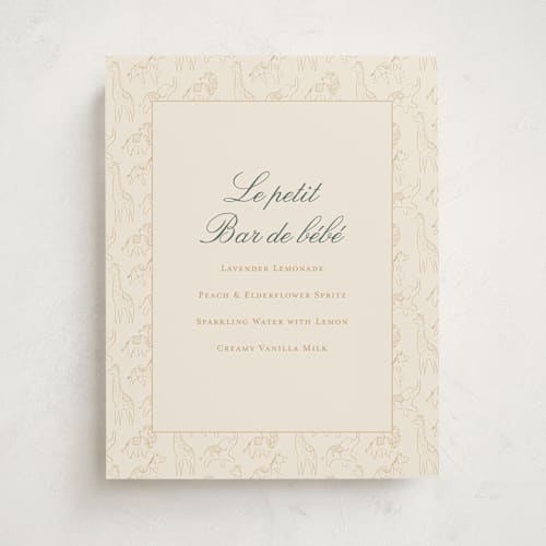 This is a vanilla baby shower decorations with standard by Sabrin Deirani called carousel of sweet beginnings printing on doublethick in 11x14