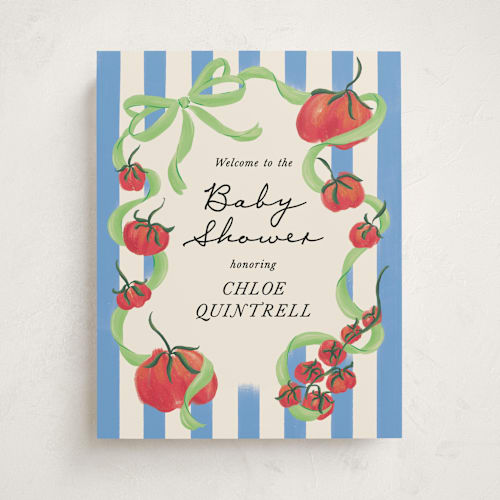 This is a lime baby shower decorations with standard by Jackie Crawford called petit pomodoro printing on premium sign board in 11x14