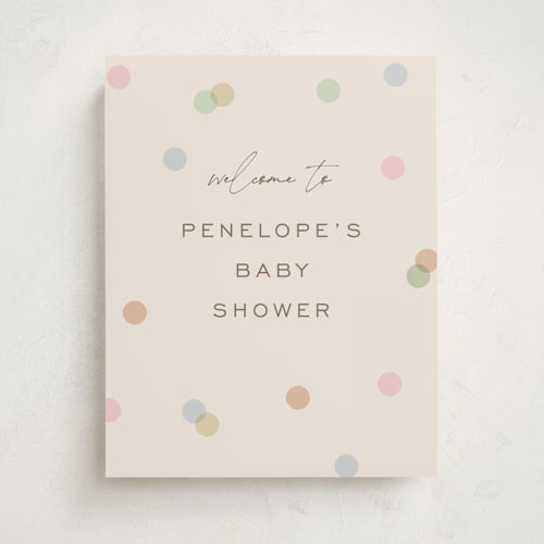 This is a wildflower baby shower decorations with standard by Pixel and Hank called polka pop printing on premium sign board in 11x14