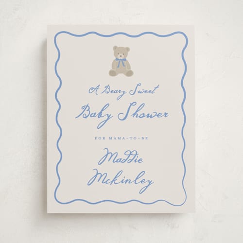 This is a waterfall baby shower decorations with standard by Kelly Watkins called so beary cute printing on premium sign board in 11x14