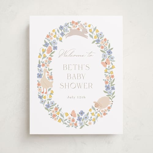 This is a meadow baby shower decorations with standard by Brandy Folse called spring awakening printing on premium sign board in 11x14