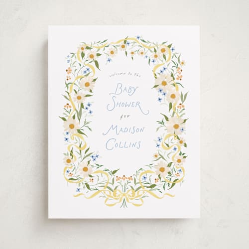 This is a sunshine baby shower decorations with standard by Erin L. Wilson called daisy chain printing on premium sign board in 11x14