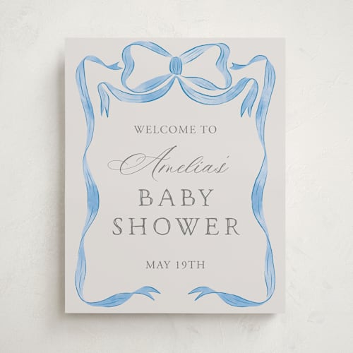 This is a baby blues baby shower decorations with standard by Lehan Veenker called vintage bow printing on doublethick in 16x20