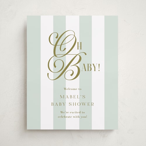 This is a spearmint baby shower decorations with standard by Laura Hankins called oh boy! printing on doublethick in 16x20
