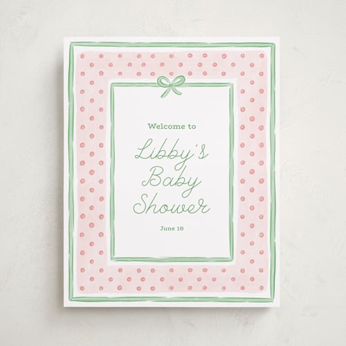 This is a strawberry baby shower decorations with standard by Erin German called polka dot frame printing on doublethick in 16x20