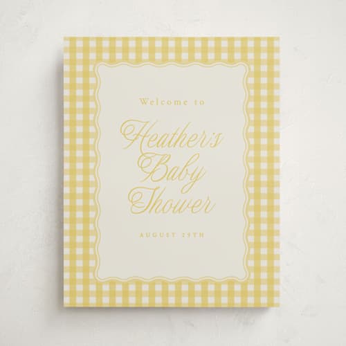 This is a lemonade baby shower decorations with standard by Brianne Larsen called scalloped gingham printing on doublethick in 16x20