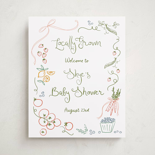 This is a meadow baby shower decorations with standard by Jenna Holcomb called locally grown sketch printing on doublethick in 16x20