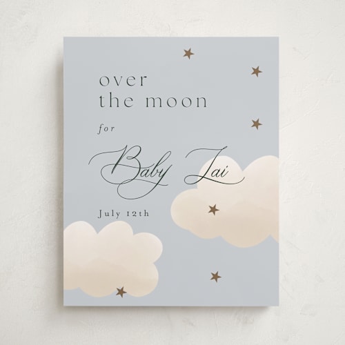 This is a sky baby shower decorations with standard by Joyce Pinheiro called twinkle twinkle printing on doublethick in 16x20