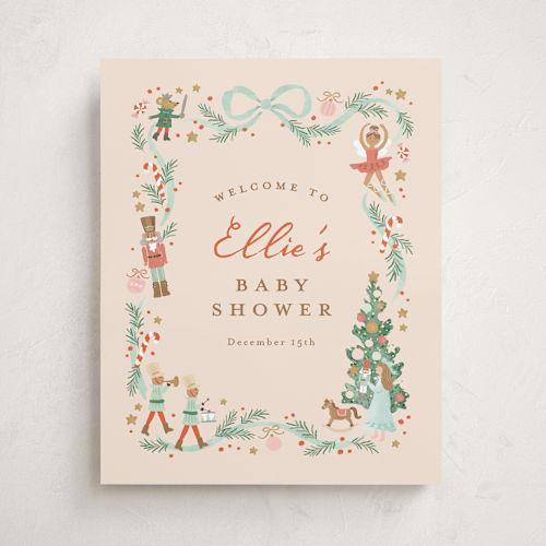 This is a cream baby shower decorations with standard by Jennifer Wick called little sugar plum printing on premium sign board in 16x20