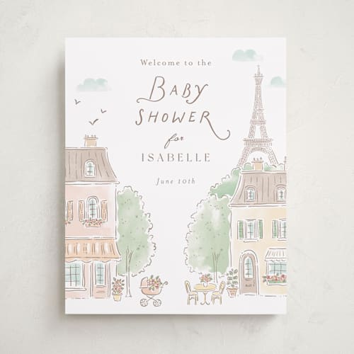 This is a strawberry baby shower decorations with standard by Jennifer Wick called a day in paris printing on premium sign board in 16x20