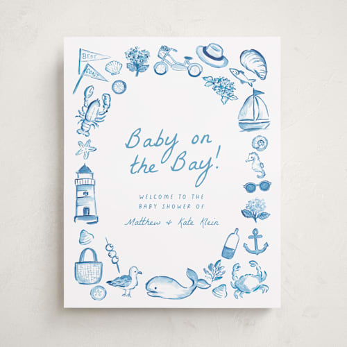 This is a ocean baby shower decorations with standard by Itsy Belle Studio called coastal baby printing on premium sign board in 16x20