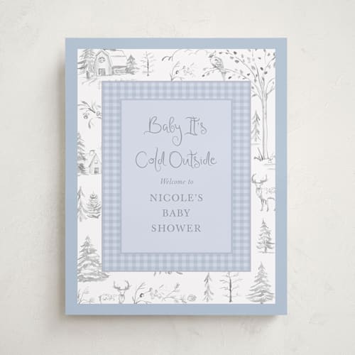 This is a lake baby shower decorations with standard by Teju Reval called winter toile printing on premium sign board in 16x20