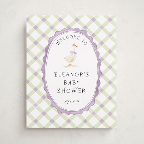 This is a berry baby shower decorations with standard by Pati Cascino called cute goose almost loose printing on premium sign board in 16x20