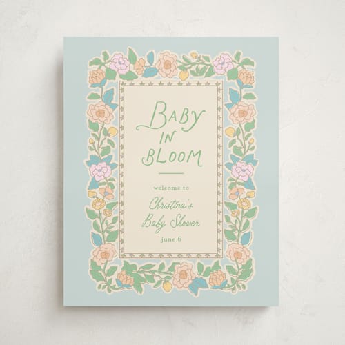 This is a sky baby shower decorations with standard by Creo Study called vintage blossom printing on premium sign board in 16x20