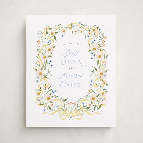 This is a sunshine baby shower decorations with standard by Erin L. Wilson called daisy chain printing on premium sign board in 16x20