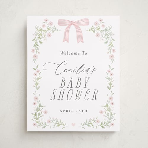 This is a blush baby shower decorations with standard by Paper Raven Co. called dainty garden printing on doublethick in 16x20