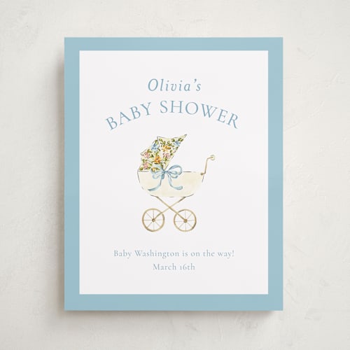This is a sky baby shower decorations with standard by Sarah Knight called pram printing on doublethick in 16x20
