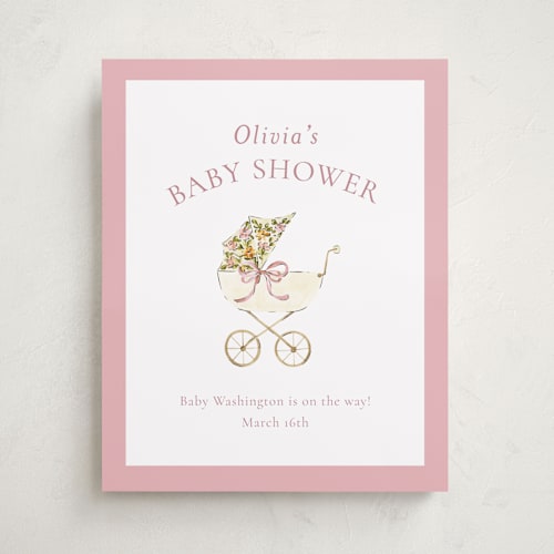 This is a rose baby shower decorations with standard by Sarah Knight called pram printing on doublethick in 16x20