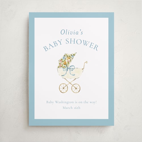 This is a sky baby shower decorations with standard by Sarah Knight called pram printing on premium sign board in 18x24