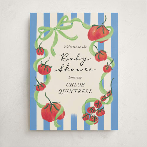 This is a lime baby shower decorations with standard by Jackie Crawford called petit pomodoro printing on premium sign board in 18x24