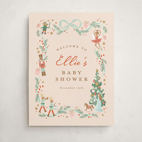 This is a cream baby shower decorations with standard by Jennifer Wick called little sugar plum printing on premium sign board in 18x24