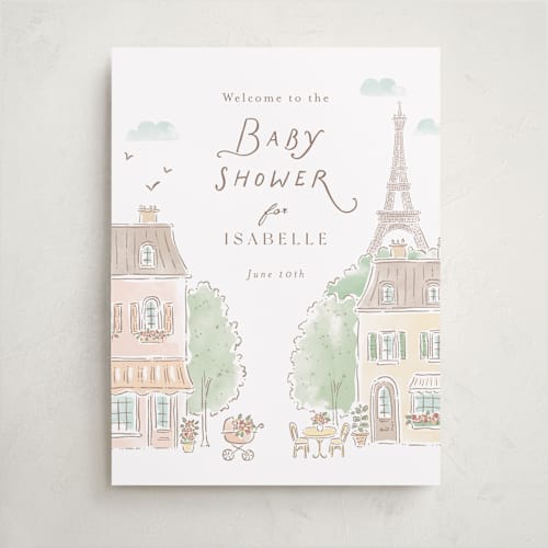 This is a strawberry baby shower decorations with standard by Jennifer Wick called a day in paris printing on premium sign board in 18x24