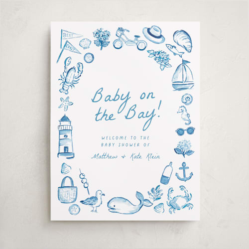 This is a ocean baby shower decorations with standard by Itsy Belle Studio called coastal baby printing on premium sign board in 18x24