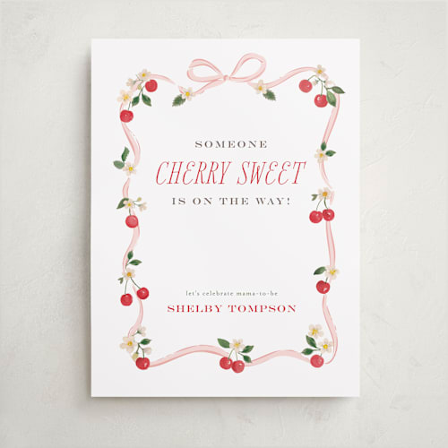 This is a blush baby shower decorations with standard by Itsy Belle Studio called cherry sweet printing on premium sign board in 18x24