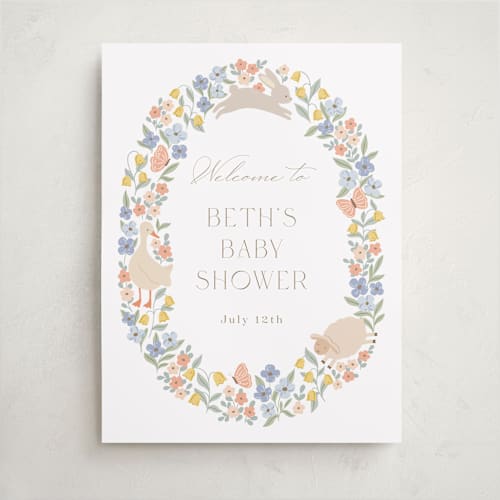 This is a meadow baby shower decorations with standard by Brandy Folse called spring awakening printing on premium sign board in 18x24