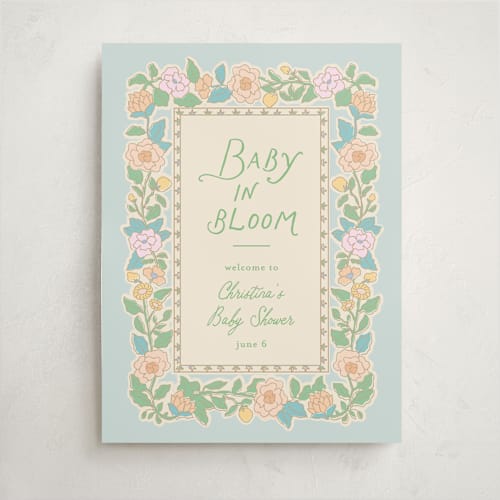 This is a sky baby shower decorations with standard by Creo Study called vintage blossom printing on premium sign board in 18x24