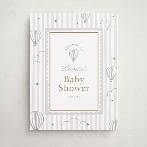 This is a sail baby shower decorations with standard by Teju Reval called hot air balloons printing on premium sign board in 18x24