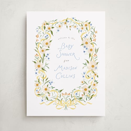 This is a sunshine baby shower decorations with standard by Erin L. Wilson called daisy chain printing on premium sign board in 18x24