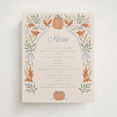 This is a cornflower baby shower decorations with standard by Laura Hankins called pumpkins + bows printing on doublethick in 8x10