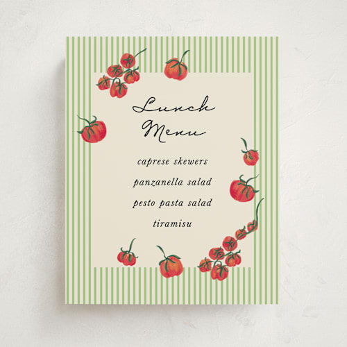 This is a lime baby shower decorations with standard by Jackie Crawford called petit pomodoro printing on doublethick in 8x10