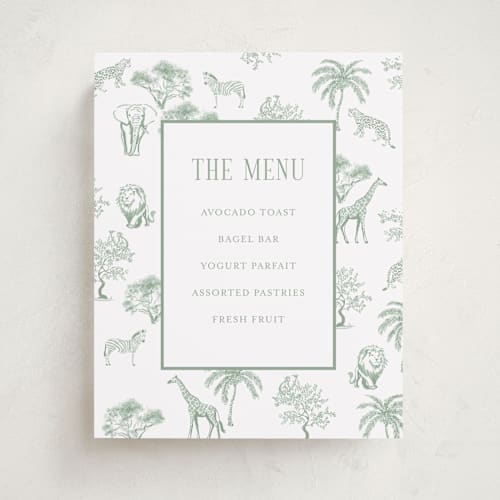 This is a palm baby shower decorations with standard by Jenna Holcomb called safari toile printing on doublethick in 8x10