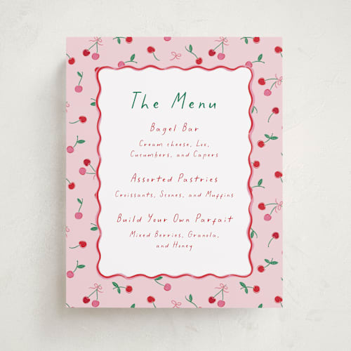 This is a cherry pie baby shower decorations with standard by Erin German called cherry sweet printing on doublethick in 8x10