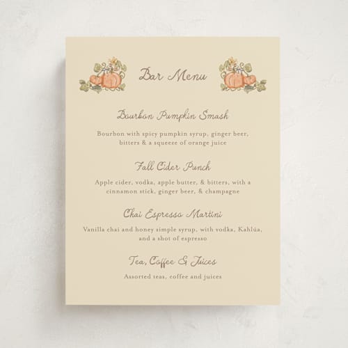 This is a ivory baby shower decorations with standard by Becky Nimoy called autumn harvest printing on doublethick in 8x10