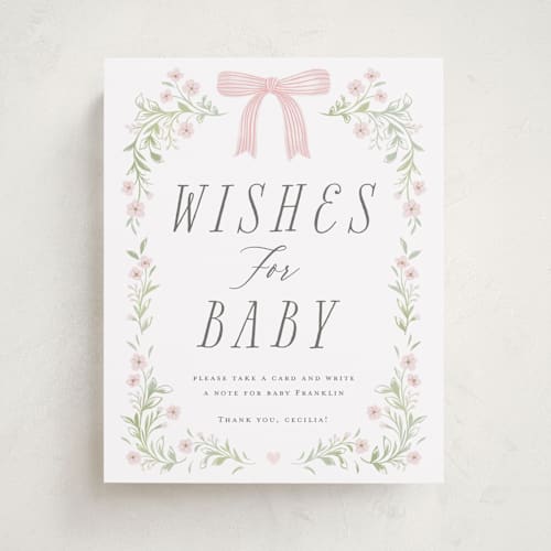 This is a blush baby shower decorations with standard by Paper Raven Co. called dainty garden printing on doublethick in 8x10