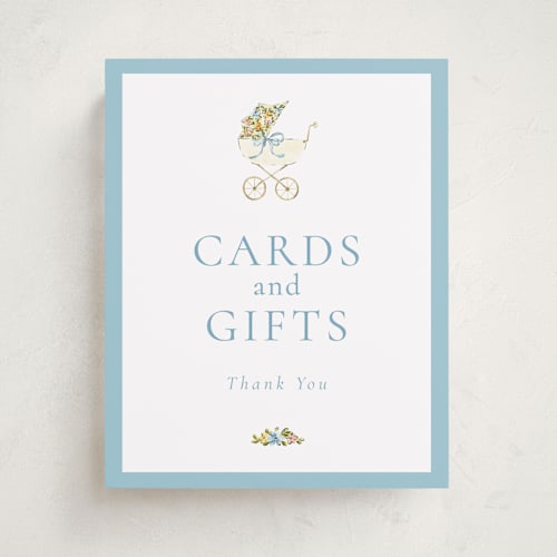 This is a sky baby shower decorations with standard by Sarah Knight called pram printing on doublethick in 8x10