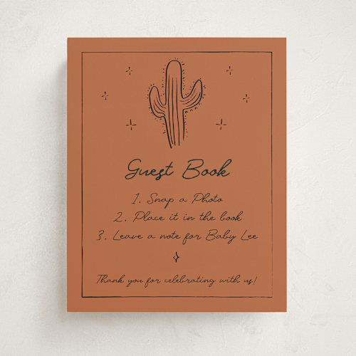 This is a rust baby shower decorations with standard by Ani Somi called el ranchero printing on doublethick in 8x10