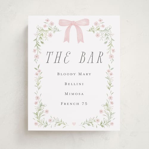 This is a blush baby shower decorations with standard by Paper Raven Co. called dainty garden printing on doublethick in 8x10
