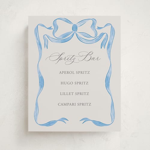This is a baby blues baby shower decorations with standard by Lehan Veenker called vintage bow printing on doublethick in 8x10