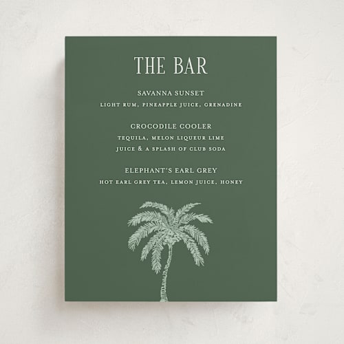 This is a palm baby shower decorations with standard by Jenna Holcomb called safari toile printing on doublethick in 8x10