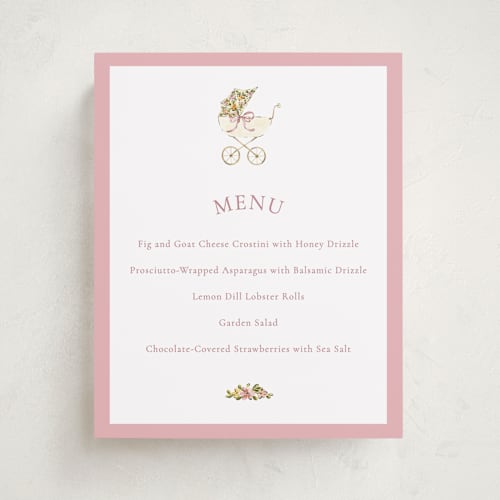 This is a rose baby shower decorations with standard by Sarah Knight called pram printing on doublethick in 8x10