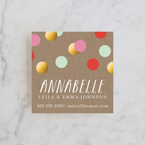 This is a mint business cards by Abby Munn called confetti makes me smile printing on signature in standard
