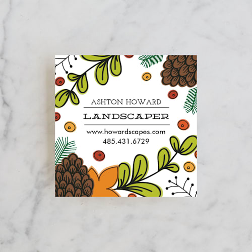 This is a snow business cards by Clair Landers called foliage scape printing on signature in standard